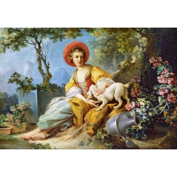Młoda kobieta siedząca z psem, Jean-Honoré Fragonard